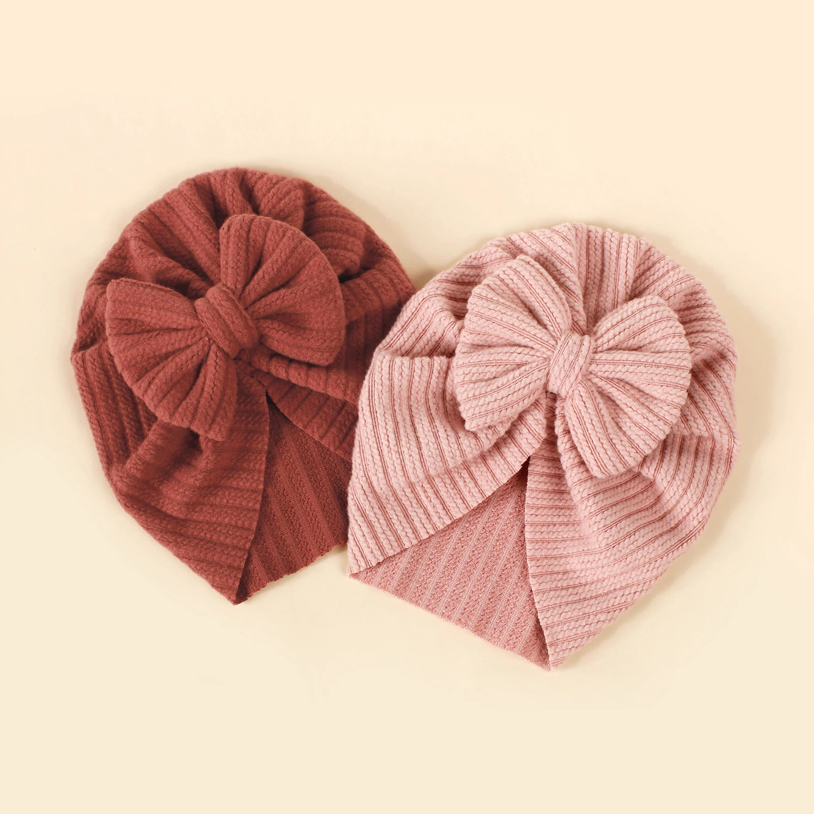 Baby Knot Turban Newborn Ribbed Hat 0-5T Elastic Knitted Bow