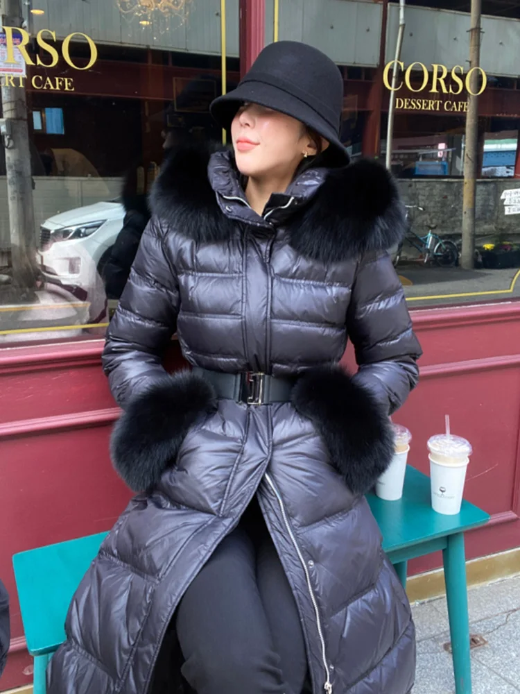 Women's Short-Length Fashionable Warm Fur-Collared Jacket（Icelandic white duck down）