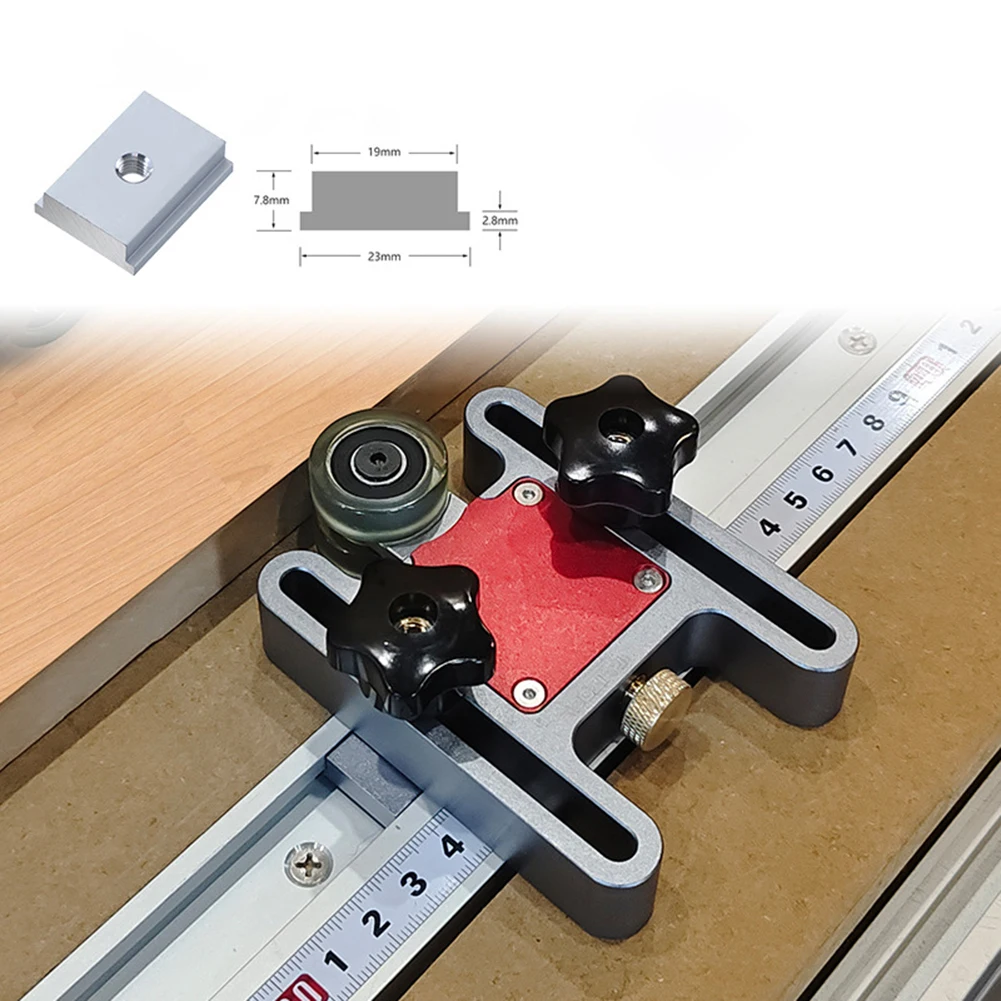 

Table Saws Press Feeder Guide Plate Mounting Bearing Wheel For T Tracks Woodworking Sliding Table Saw Inversion Chute Auxiliary