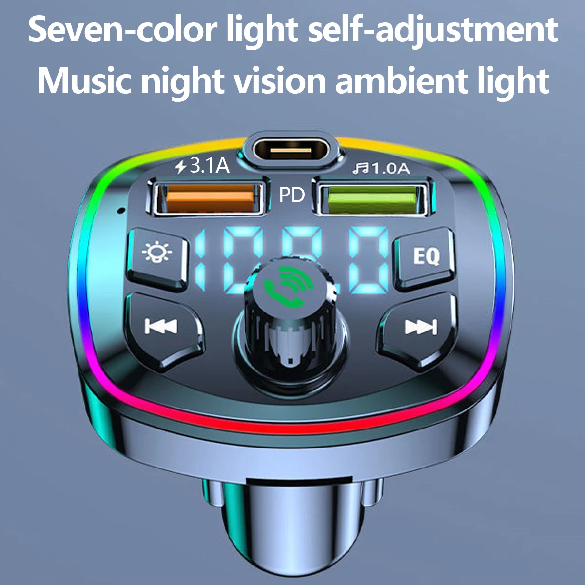 Black ABS Car Bluetooth MP3 Player with Dual USB Fast Charging