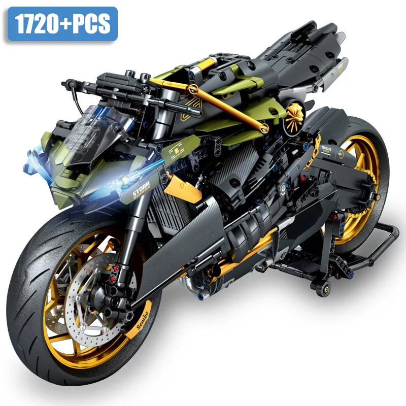 

Technical Expert City 1720pcs Motorcycle 1:5 Scale Model Supercar Building Blocks MOC Racing Car Bricks Toys For Children Gifts