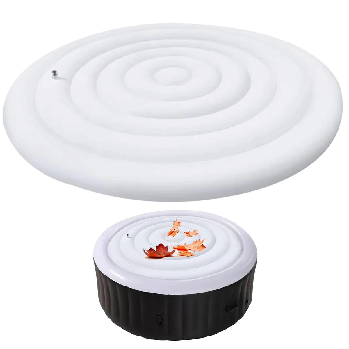 Round Small 145cm Outdoor Hot Tub Cover Inflatable Round Collapsible Swimming Pool Filler Dust Cover Thermal Cover
