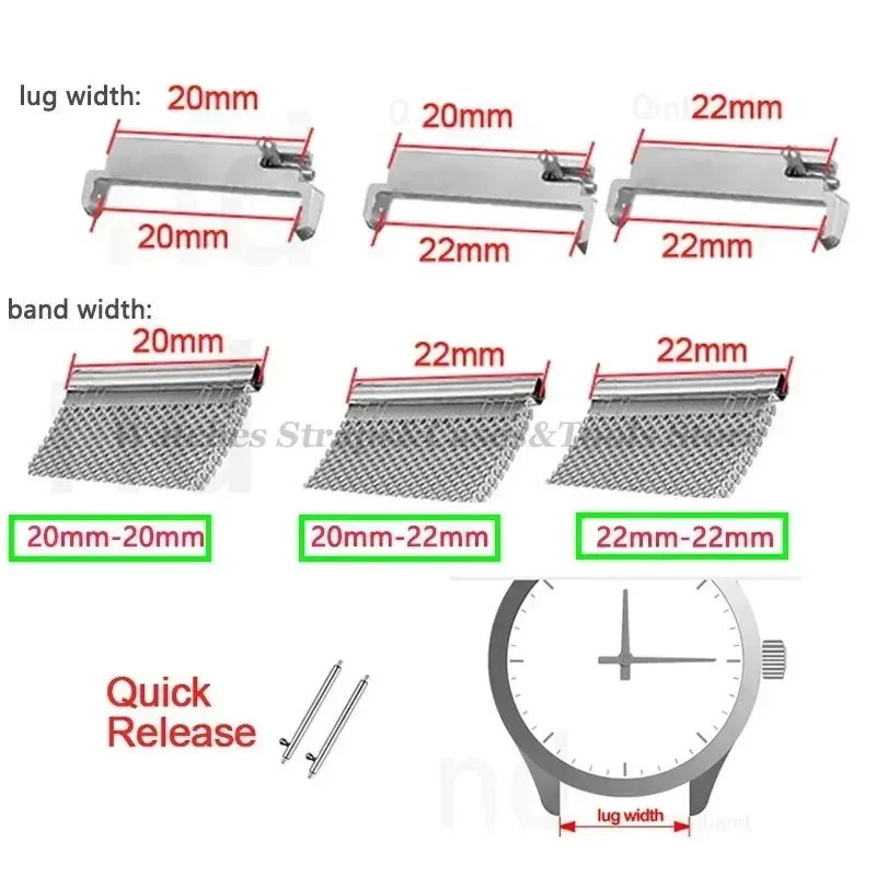 Universal Metal Watch Strap Adapters with Quick Release Pins