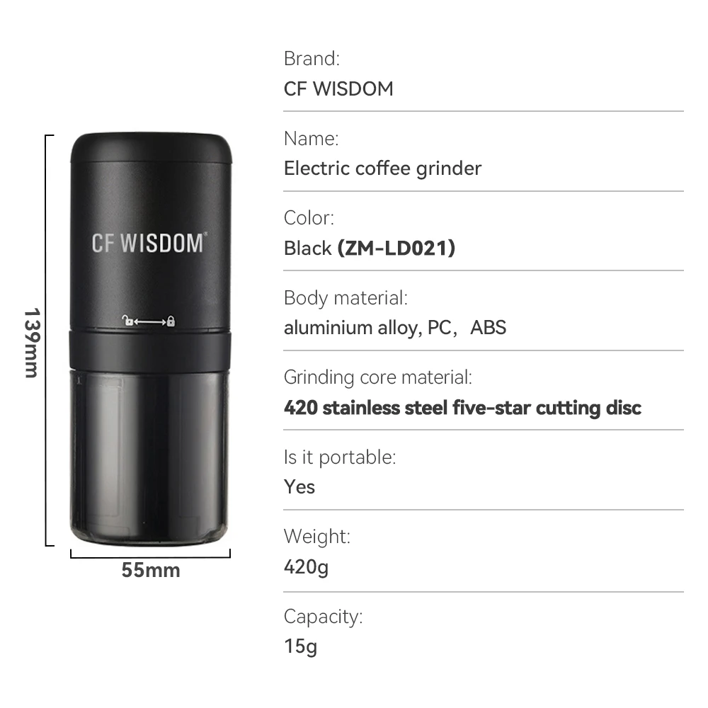 CF WISDOM Electric Coffee Grinder - مطحنة قهوة كهر...