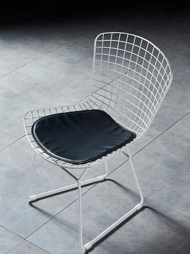 Nordic Wind Ins Grid Chair Net Red Hollow Gold Dining Chair Back Dressing Stool Wrought Iron Creative Home