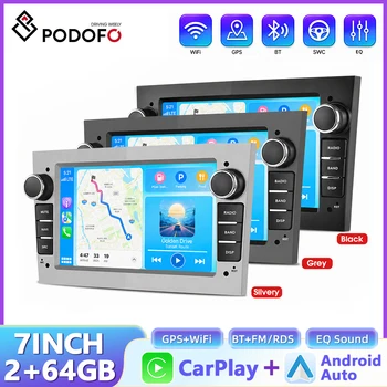 Radio Multimedia para Auto Podofo de 7 Pulgadas con CarPlay Inalámbrico y Android Auto, GPS para Opel Astra H J 2004, Vectra, Vauxhall Antara, Zafira, Corsa C D, Vivaro, Meriva, Veda 1