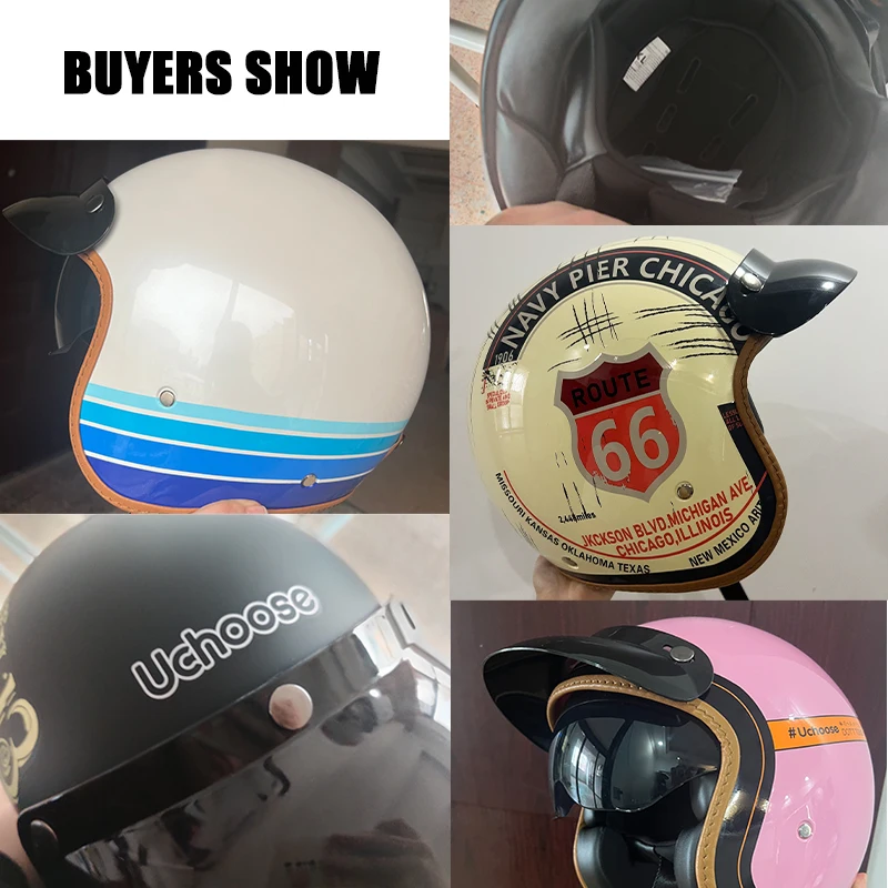 Uchoose 3/4 Retro Open Face Motorcycle Helmet 4
