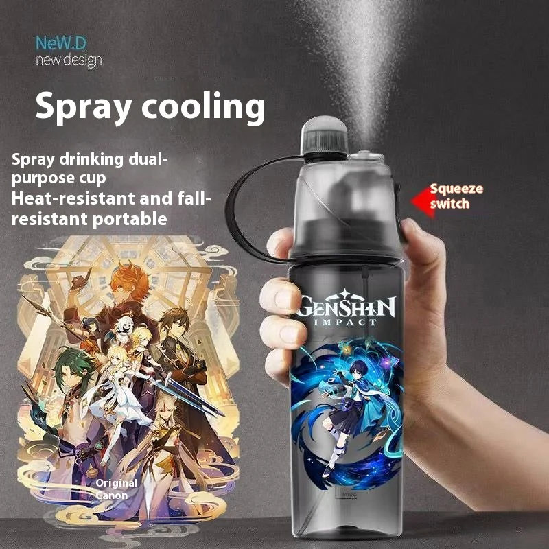 

Портативная чашка для воды с распылителем вокруг Genshin Impact Naxida, защита от падения, занятия спортом на открытом воздухе, защита от высоких температур
