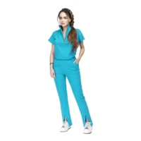 High Quality Multi Color Tunic Spa Work Suit Nurses Hospital Uniform Scrub Sets Women Zipper Set Short Sleeve Medical Uniforms - Image 5