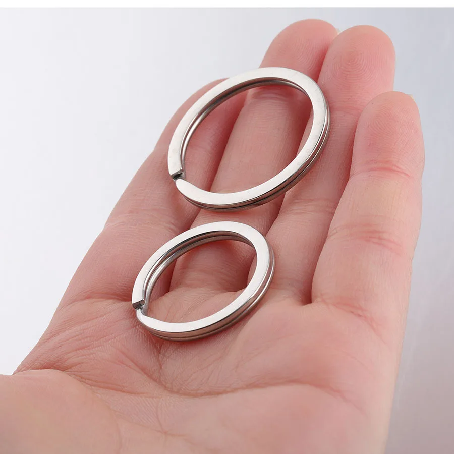 10pcs Stainless Steel Key Rings 15/20/25/28/30/35mm Round Flat Line Split Rings Keyring for Jewelry Making Keychain DIY Findings