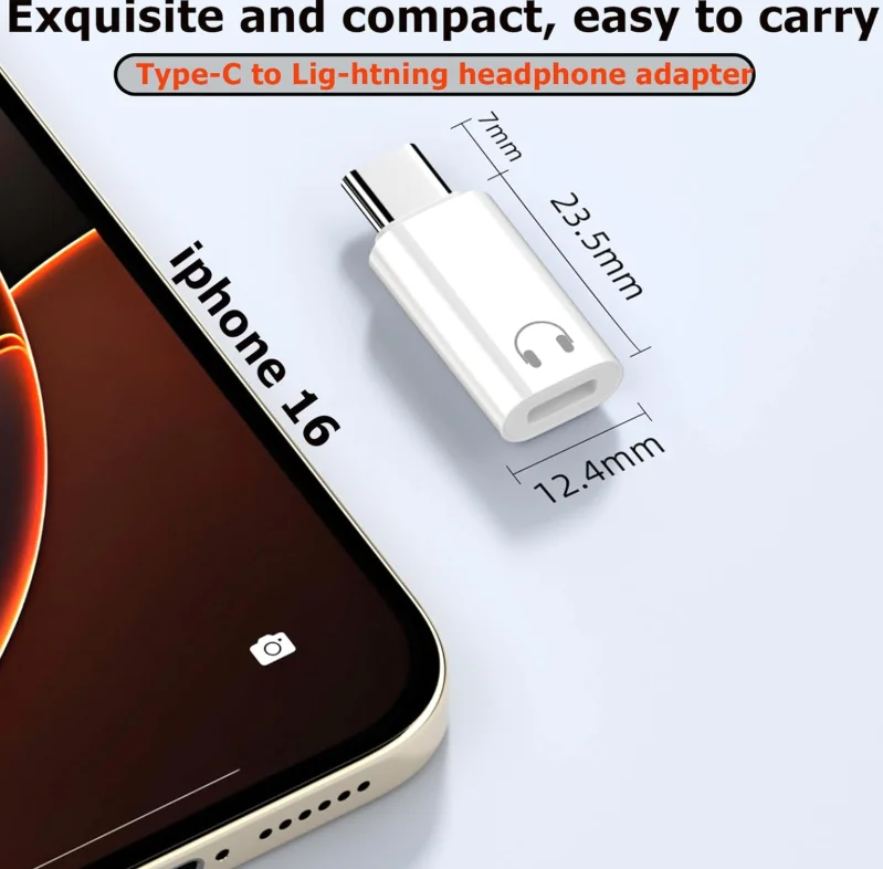 라이트닝 to USB C 어댑터 오디오 컨버터 USB C to 라이트닝 오디오 어댑터, 아이폰 16/16Pro/15/15Pro, 아이패드 프로 호환