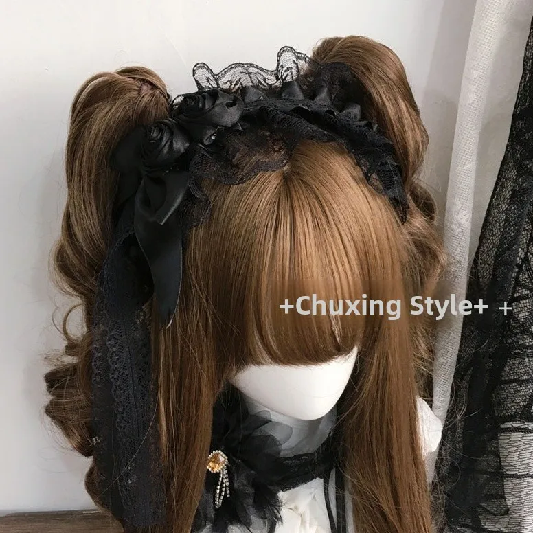 k Gothic Lolita 3 Piece Set Hairband Brooch Pin Hair Clip Lace Hair Accories Sli Unique Design ex Fre out