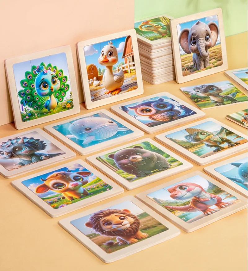 6 stück Holz Puzzle Kinder Montessori Spielzeug Dinosaurier Ozean Tier Kognitive Spielzeug Puzzles Pädagogisches Spielzeug Für Kinder – Detail 4