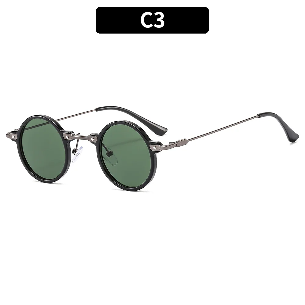 New Fashion Round Small Frame Men's Punk Hip Hop Personalized Instagram Sunglasses_voghion.com