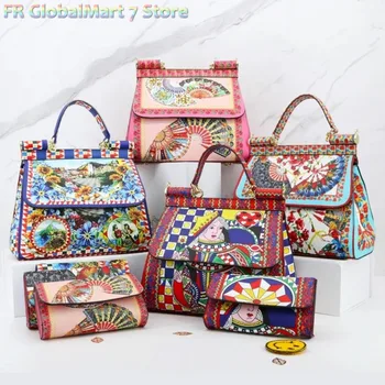 Luxury Leather Purse Shoulder 2pc Set Printing Ladies Bolsa Classic Crossbody Bags Women Frame Handbag Purses And Handbag