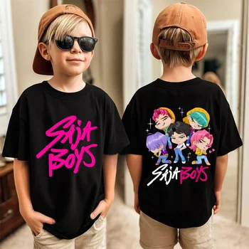 New Saja Boys Band Kids Shirt Kpop Demon Hunters Movie Boy Girls Shirt Y2K Fashio Casual Breathable Comfortable Sports T-shirt 1
