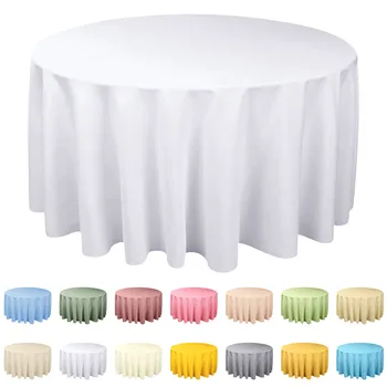 Tovaglie rotonde in raso bianche resistenti all'acqua Copertura sovrapposta per matrimonio Tovaglia in tessuto liscio brillante Tovaglia per banchetti Decor 1