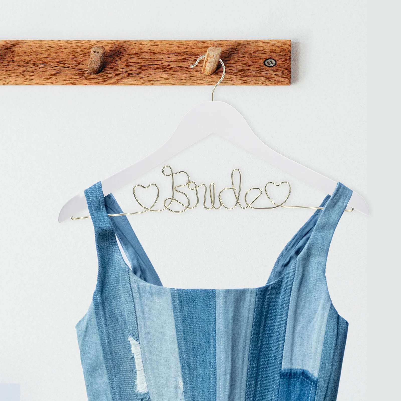 

Wedding Clothes Wooden Metal Hanger Personalized Bride Wedding Dress Organizer