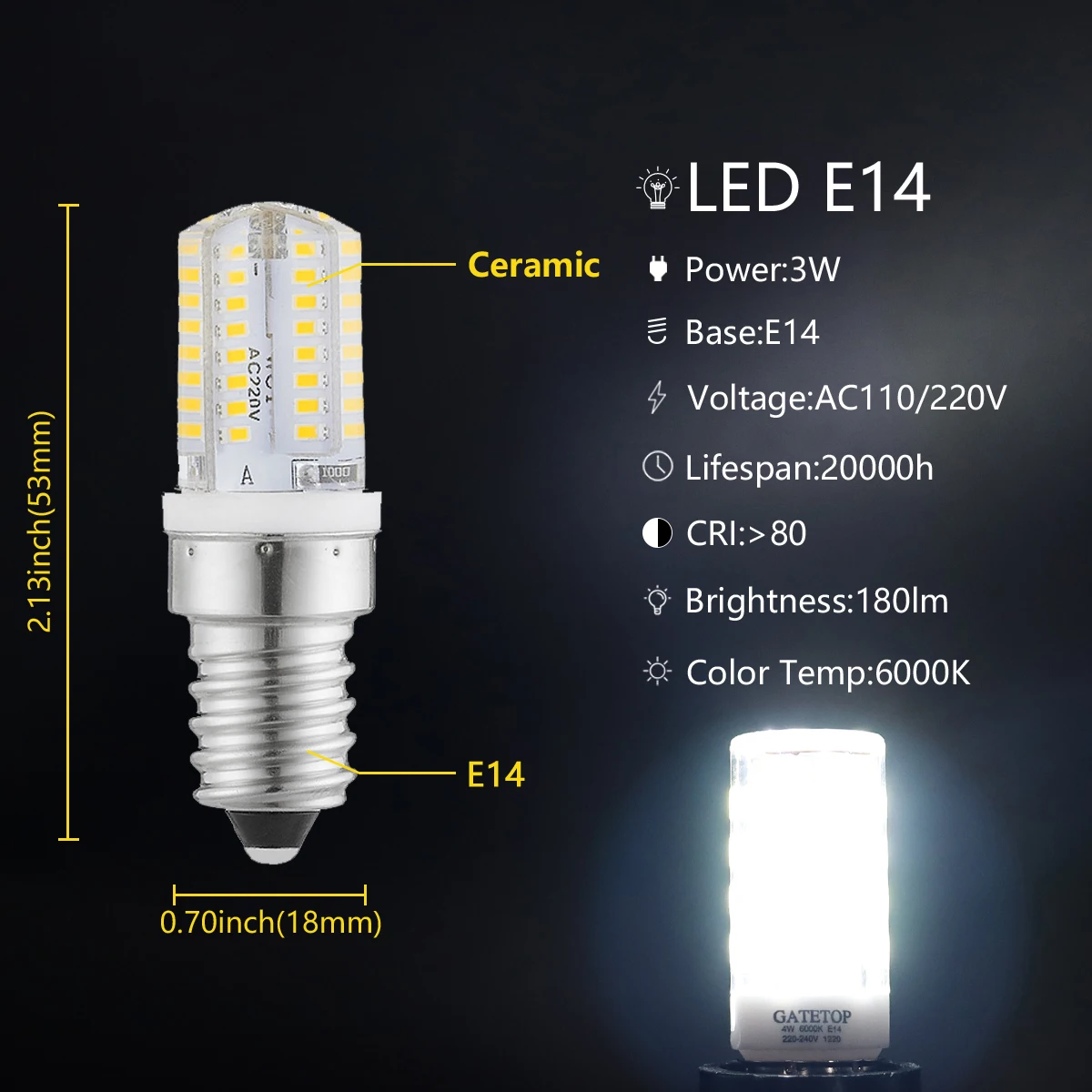 não-strobe luz branca quente adequado para cristal