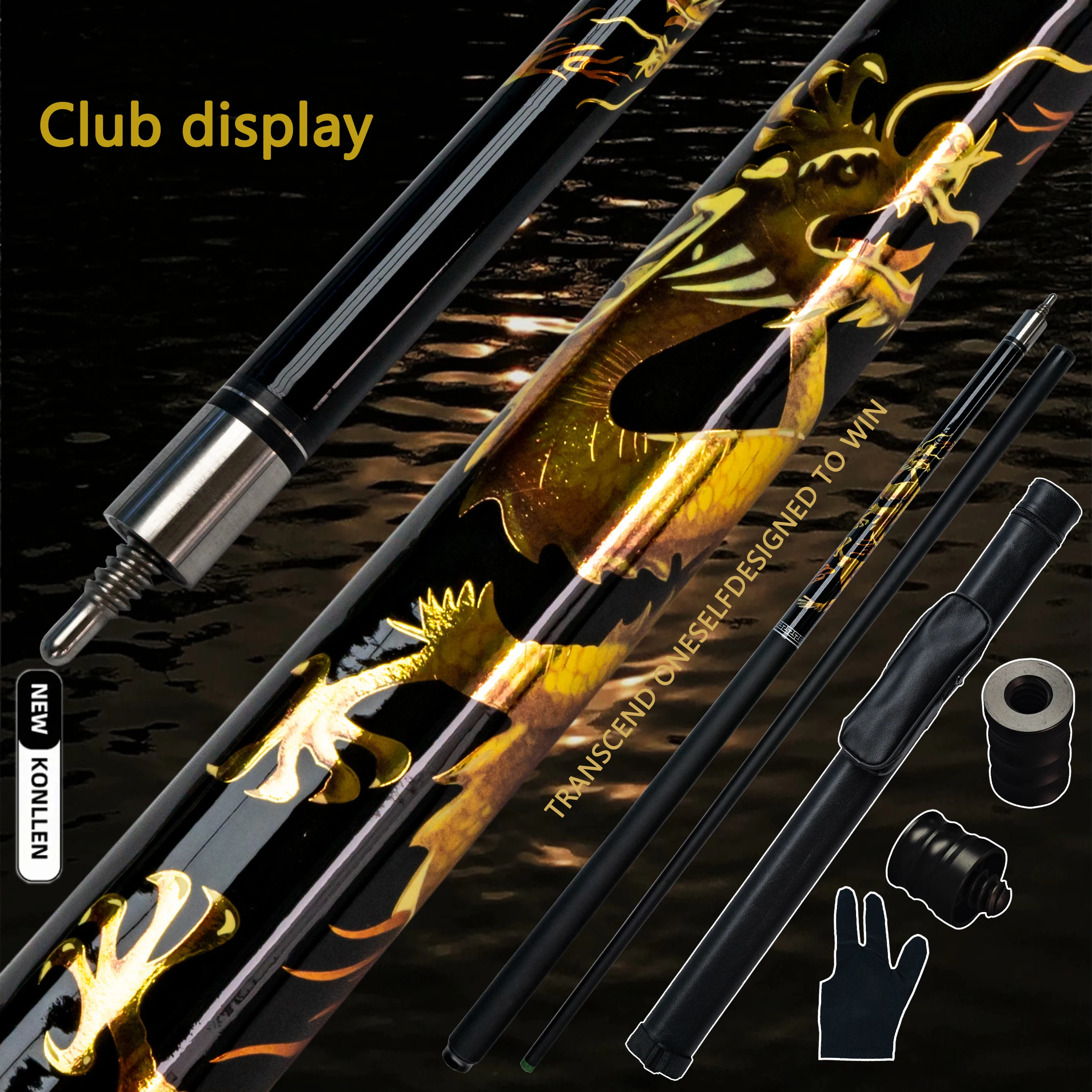Carbon Billiard Cue Set with 12.5mm Tip for Nine Ball and Carom Complete Equipment for Professional Performance 4 PCs