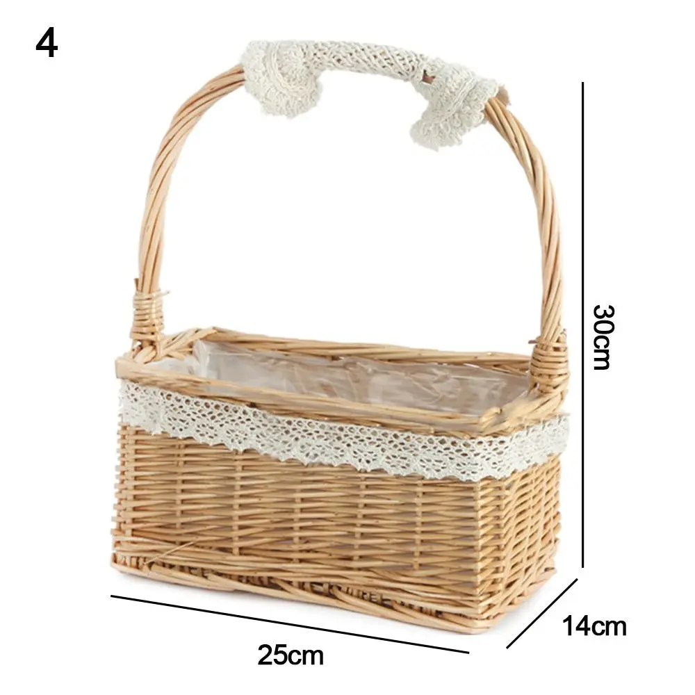 Small Flower Basket Flower Arrangement Basket Willow Rattan Woven Basket Wicker Half Moon Storage With Handle Flower Baskets 4
