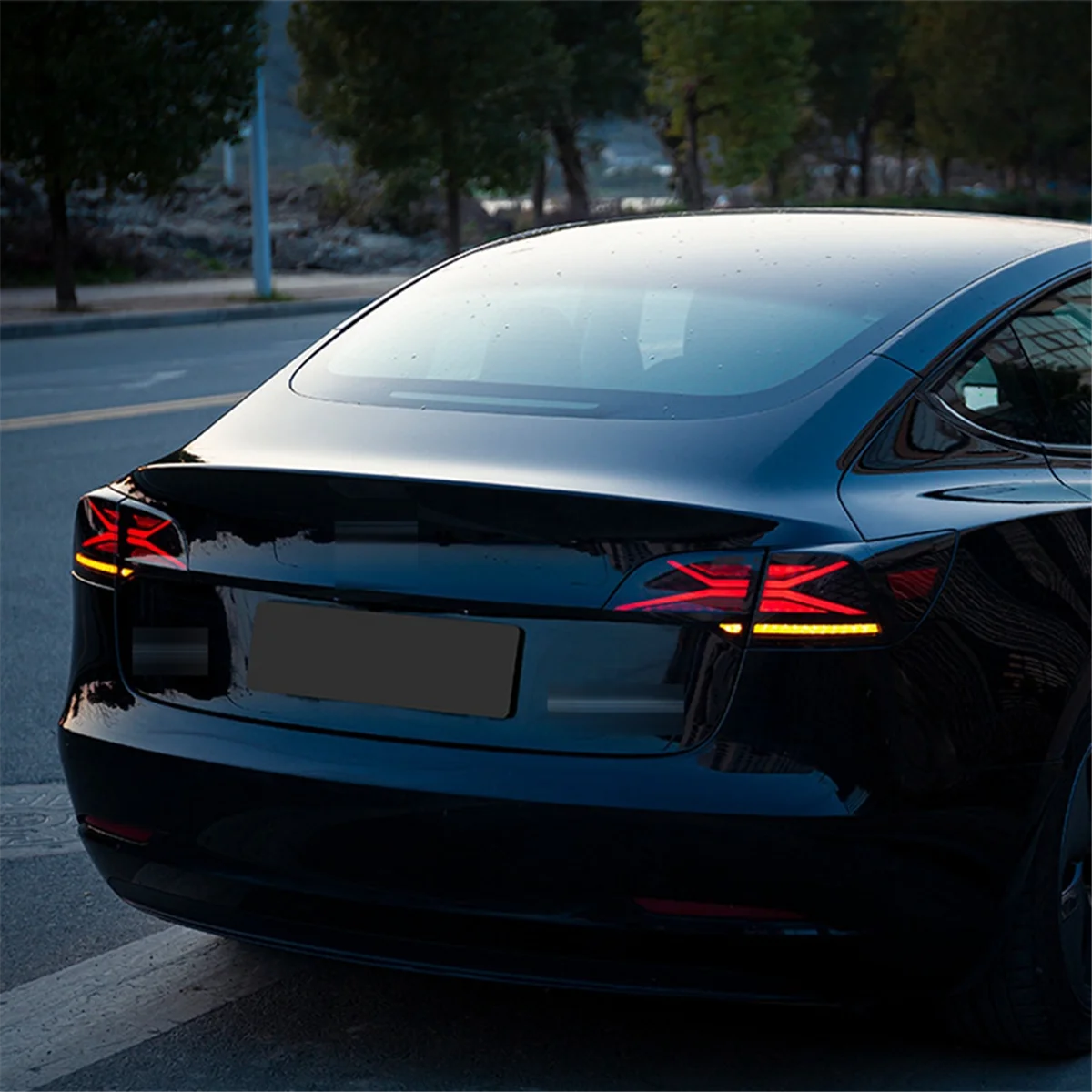 

Auto 1-Pair Upgrade Blackened Taillights LED Taillight Modification X-Men Taillights for Tesla Model