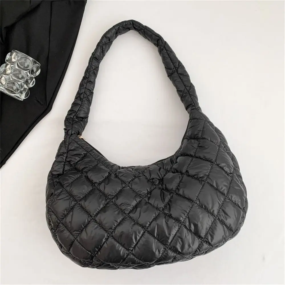 Mode Frauen große Kapazität geste ppte Einkaufstaschen unten Baumwolle gepolsterte Umhängetaschen Mädchen Achsel Taschen geschwollene Handtaschen – Detail 24