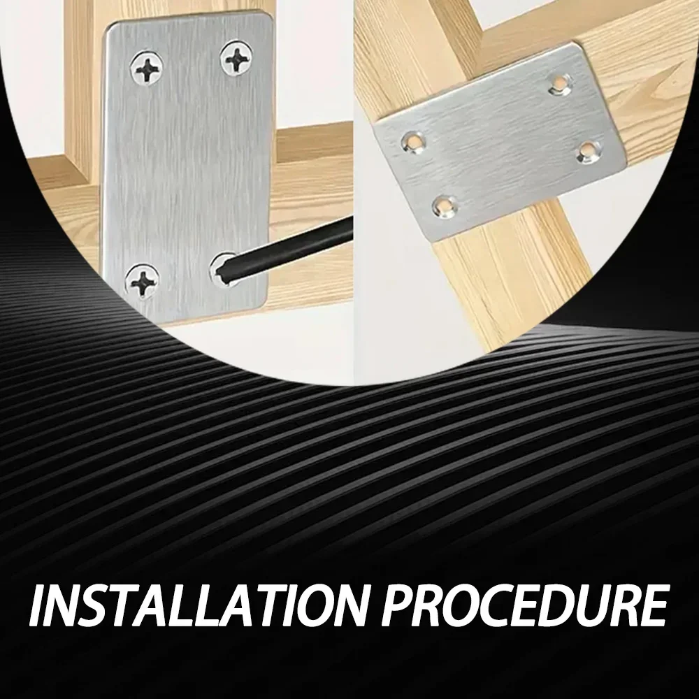 Stainless Steel Angle Bracket Right Angle Straight Four Hole Fixed Furniture Fasteners for Wood Shelves Cabinets