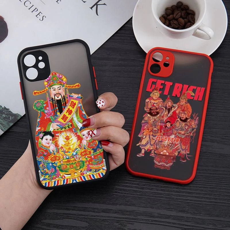 cover for iphone 13 Get Rich Money Chinese God of Wealth Phone Case matte transparent  For iphone 11 12 13 6 s 7 8 plus mini x xs xr pro max iphone 13 cover