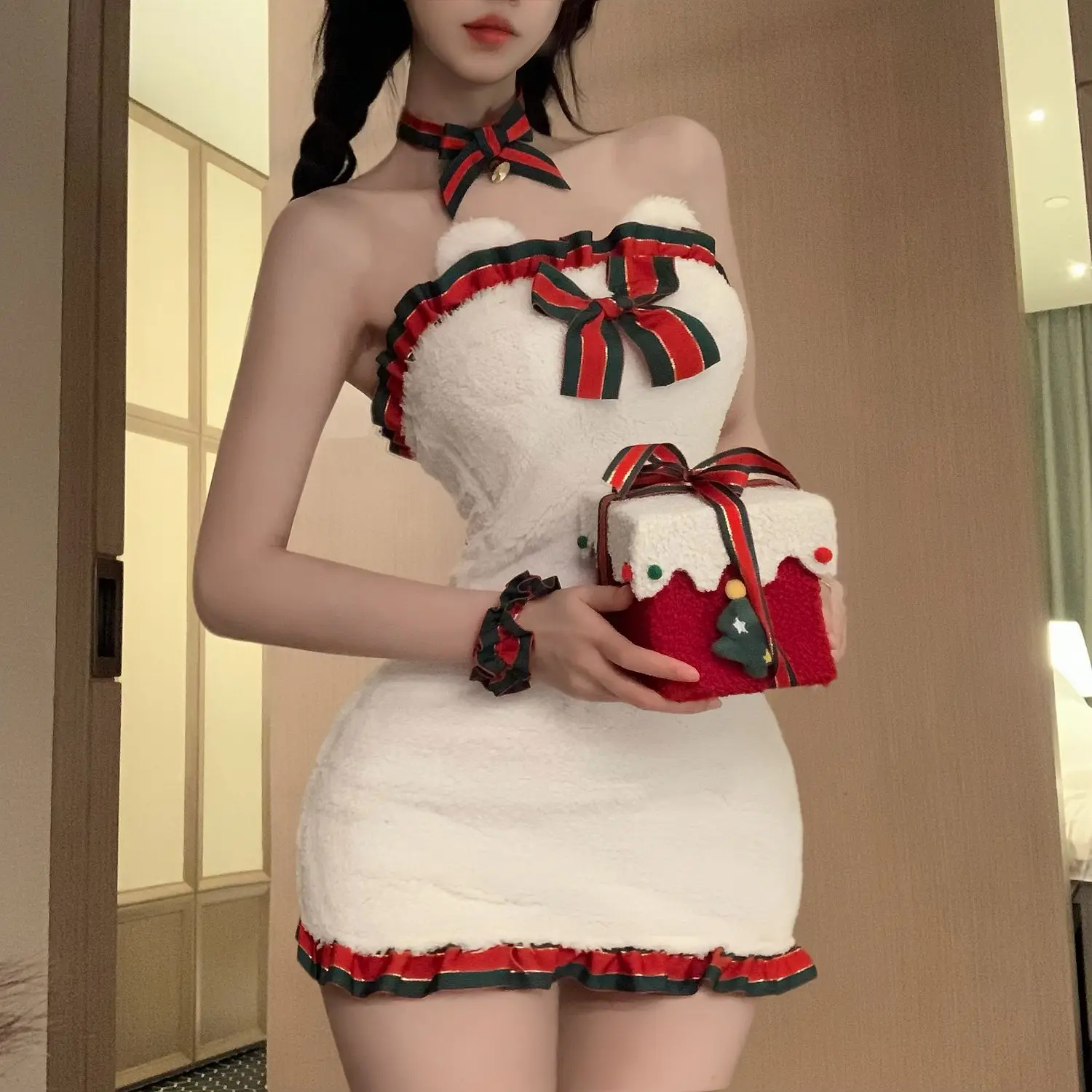 2025 Christmas Uniform Women Sexy Lingerie Sex Bunny Girl Cosplay Costume Santa Claus Outfit Exotic Adult Roleplay Clothes