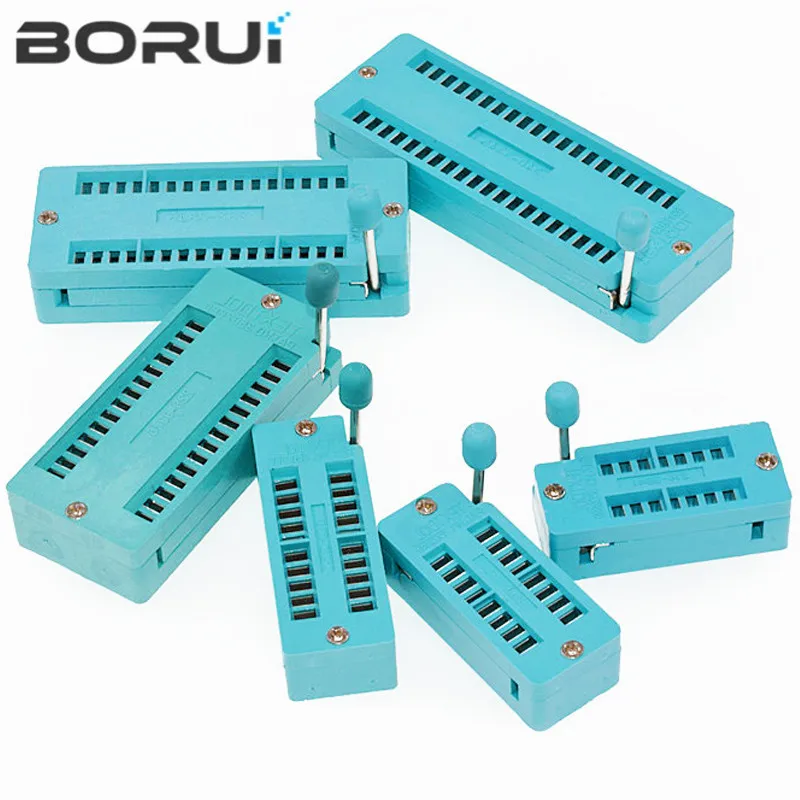 DIP IC Socket 1pcs/lot 14 16 18 20 24 28 32 40 P Pin 2.54 MM Green DIP Universal ZIF IC Socket Test Solder Type IC lock seat zif socket