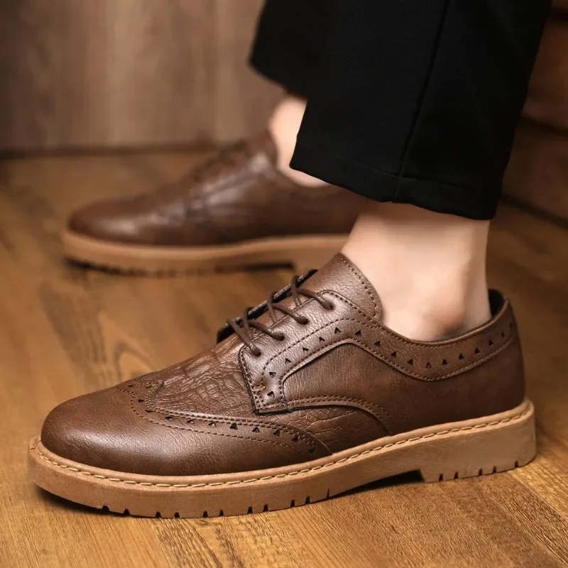 Dress Shoes New In Male Casual Shoe Brogue Men's Leather Business Formal Shipping Free Cheap Clearance Low Price Delivery Adults
