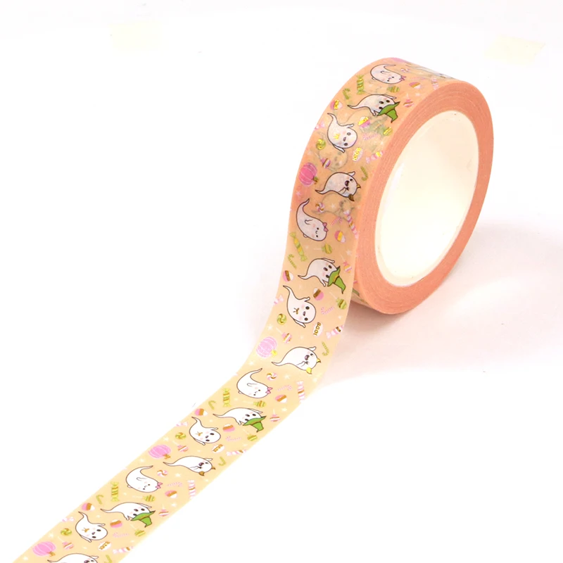 

1X 10M Deco Cute Foil Halloween Ghost Pink Pumpkin Washi Tape for Planner Scrapbooking Masking Tape Stationery Journal Suppliers