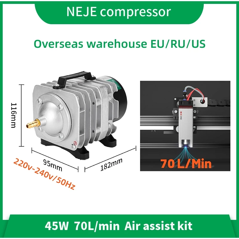Neje 45W 70L/Min Mf8 Mf11 Af8 Kf8 Compressore D'Aria Elettrico Magnetico Pompa Ad Aria Assistita 220-240V Per Taglio Incisione Laser Co2