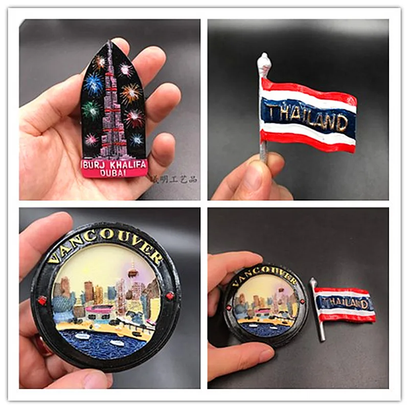 

Dubai Thailand Vancouver Canada Resin Fridge Magnet Tourist Handmade Creative Gift Home Decoration