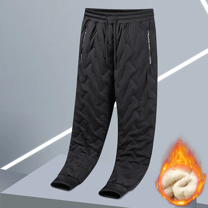 New Men Plush Thick Fleece Sweatpant Winter Outdoor Lambswool Thermal Trousers Casual Pants Waterproof Windproof Warm Streetwear 3