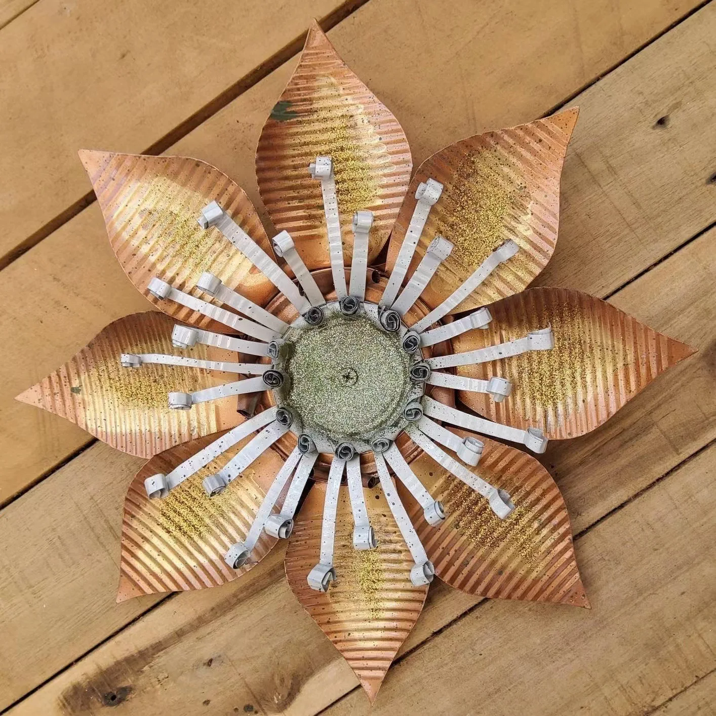 Handmade Wrought Iron Floral Wall Art for Indoor Outdoor Garden Decor, Metal Flower Ornament Durable Iron Material