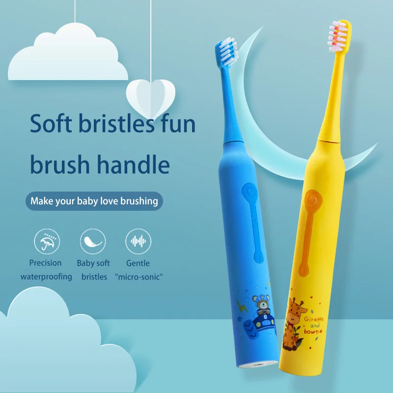 

Kids Electric Toothbrush USB Rechargeable Ultrasonic IPX7 Grade Waterproof Baby Toothbrush Cartoon Cute 5-15 Age Group