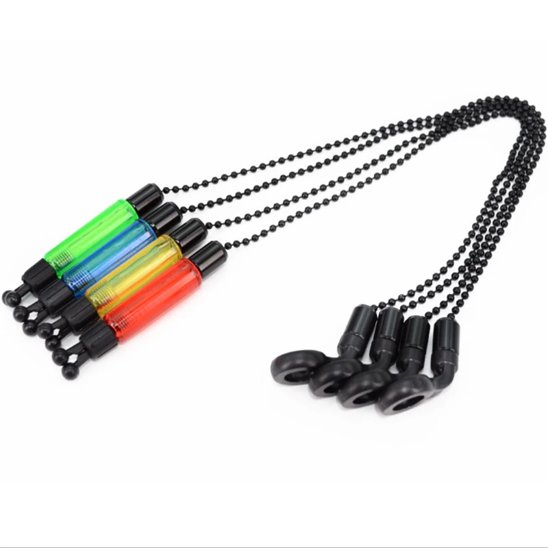 Set alarme de touche carpe avec hangers, bobbins et swingers - Indicateurs chaîne acier 4 couleurs outils pêche