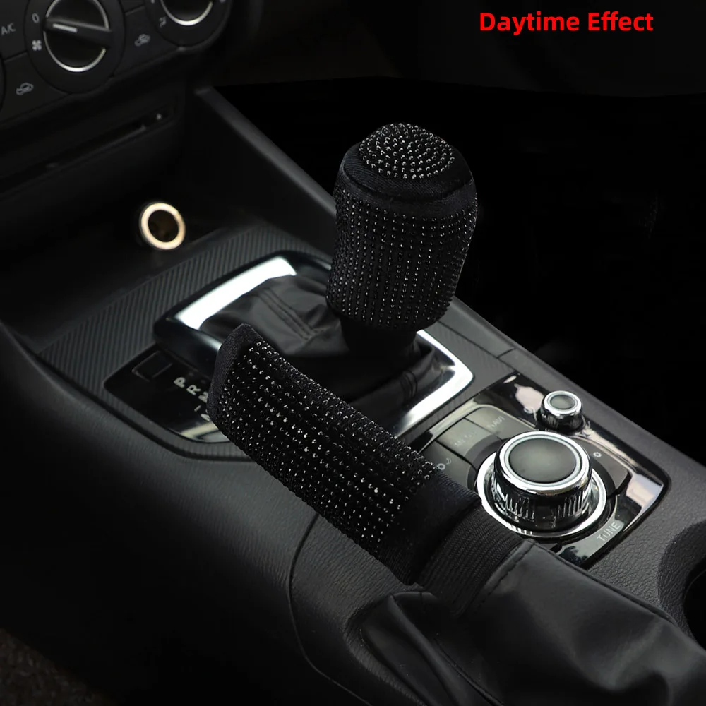 Car Supplies Handbrake Set Flash Diamond Encrusted Plush Leather Cloth Art Breathable GM Interior