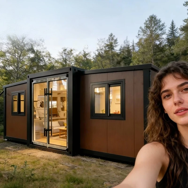 บ้านคอนเทนเนอร์สำเร็จรูปแบบโมดูลาร์กลางแจ้งที่ปรับแต่งได้ บ้านคอนเทนเนอร์แบบพกพาประกอบสำเร็จ บ้านพับได้ บ้านขนาดเล็กแบบพกพา 1