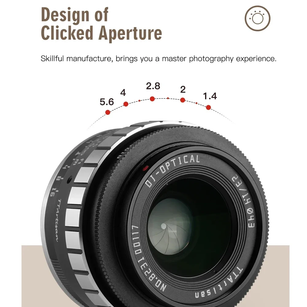 TTArtisan APS-C 23mm F1.4 다큐멘터리 렌즈 A6500 후지 X-A2 니콘 Z5 올림푸스 EPL1용 광각 대형 조리개 프라임 렌즈
