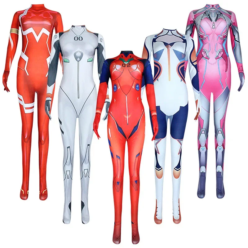 

Asuka Langley Saryu Ayanami Rei Zero Two Dva Cosplay Costume Asuka Test Jumpsuit Zentai Suit Anime Bodysuit Women anime cosplay