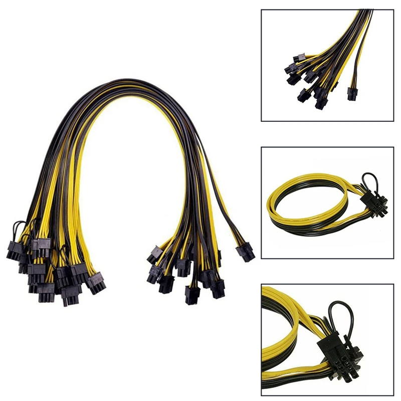

90CM 18AWG GPU PCIE 6Pin Male To 8Pin (6+2) Male Graphics Video Card Power Cable For BTC Ethereum Miners Mining