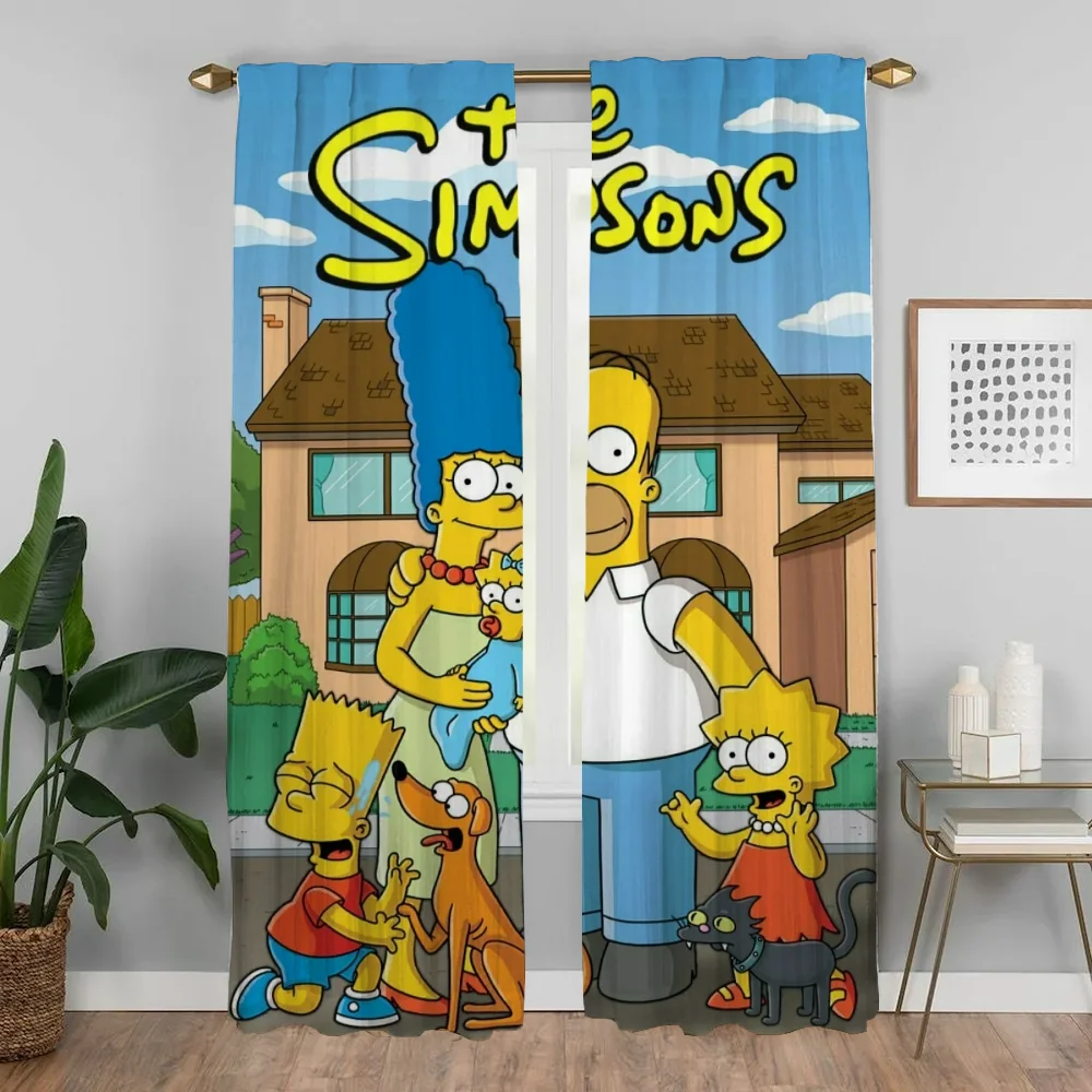Anti-mosquito Curtains for Camera The S-Simpsons Halloween Decoration Living Room Curtain Home Interior Curtains 2 Pieces Shades 3