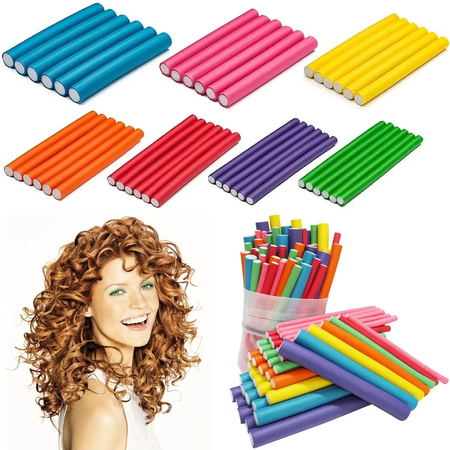 10-Pack Heatless Sponge Hair Curlers - Soft Foam Rollers for Effortless Styling