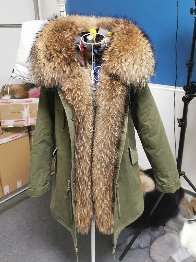 Vexaroa real fur collar parka full length