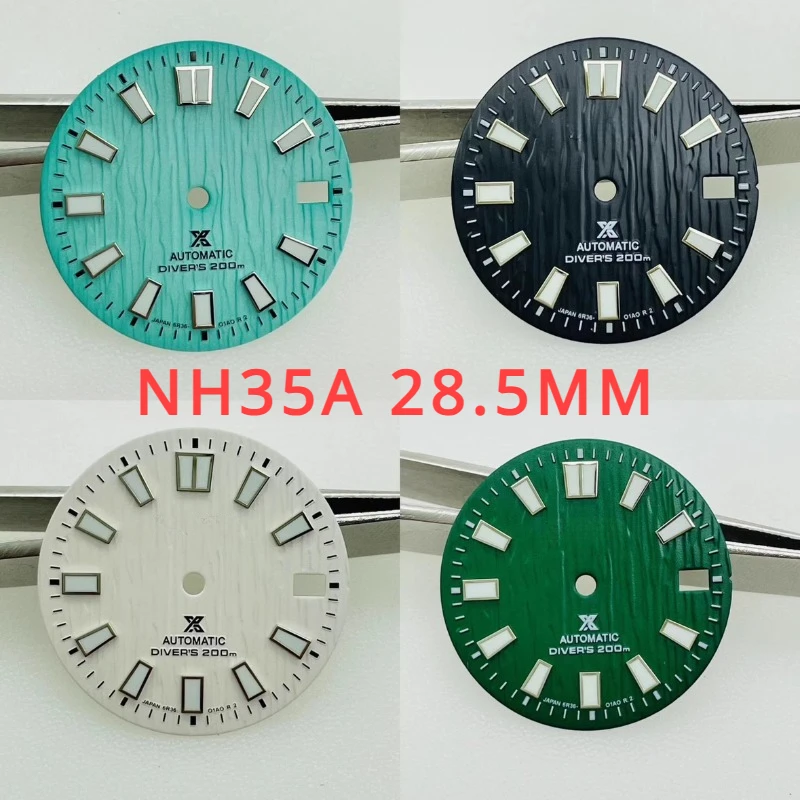 

Applicable to Seiko NH35a Movement 28.5mm 3C Green Light Dial, New Wavy Surface Diving Watch Modified Parts