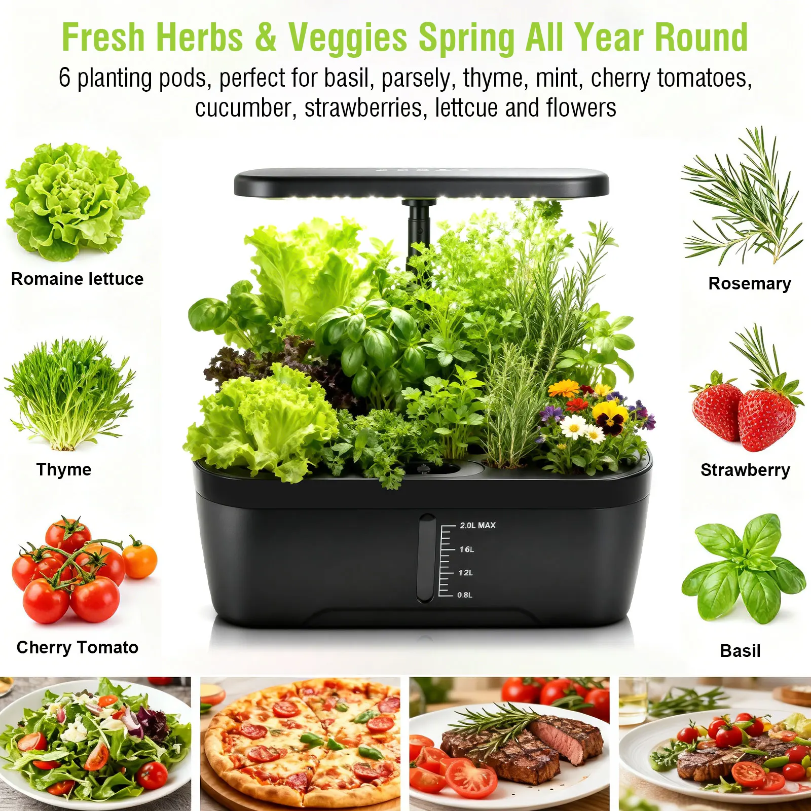 Indoor Hydroponic System Smart Herb Garden Kit LED Grow Light 6 Pod Planting Mac
