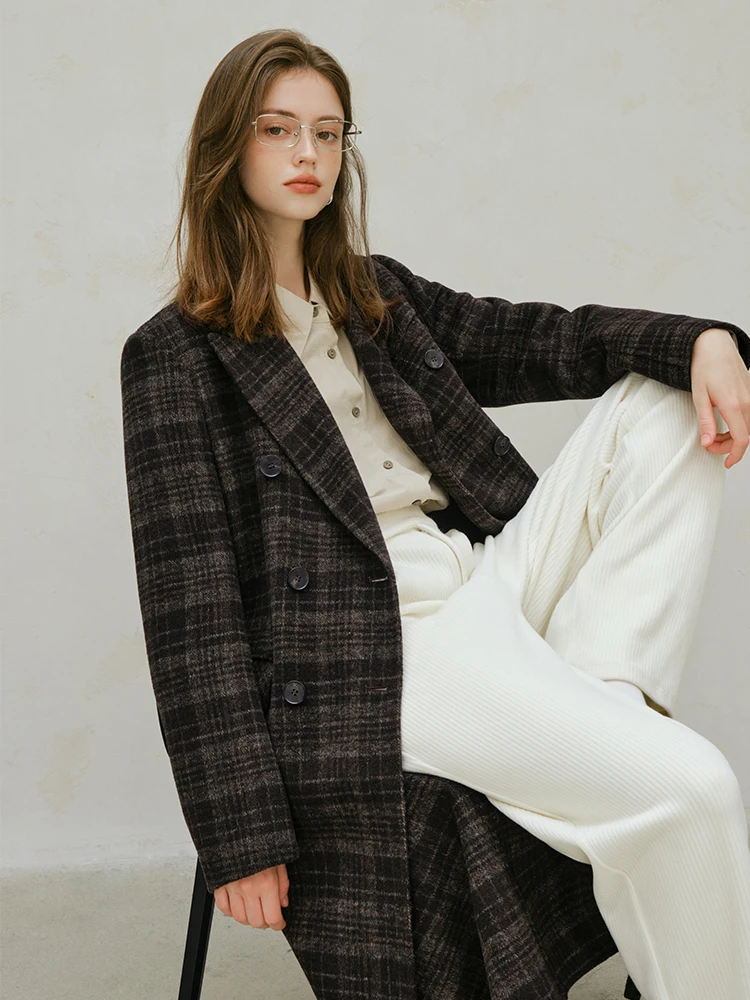Cappotto autunnale FSLE Cappotto di lana double face scozzese